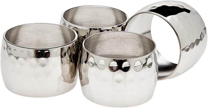 Godinger Hammered Round Napkin Rings by Godinger