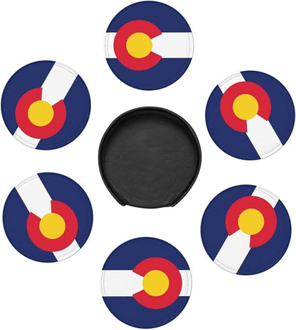 6 Pack Colorado Flag Leather Coaster - Image 3