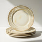 Ceramic Flat Plates Set of 4, 10.5 inch Reactive Glaze Stoneware Dish Set for Dessert, Salad, Appetizer, Dinner, Dishwasher & Oven Safe, Scratch Resistant-Faint Yellow