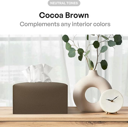 Carrotez Tissue Box Cover, [Refined] Modern PU Leather Rectangular Tissue Box Holder - Decorative Holder/Organizer for Bathroom Vanity Countertop, Night Stands, Office Desk 9.5"X5"X5" - Cocoa Brown
