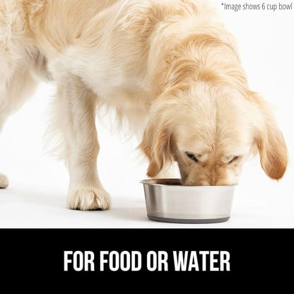 GORILLA GRIP Dog Bowls, Holds 4 Cups Each (32 fl oz), Heavy Duty Stainless Steel Food and Water Bowl for Feeding Dogs and Cats, Dishwasher Safe, Rust Resistant, BPA Free Rubber Base, Set of 2 Black