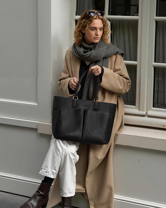 Laptop Tote Bag for Women, Leather Work Tote - Image 2