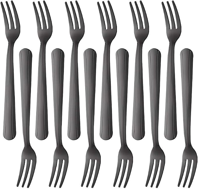 Oyster Fork Set of 12, 5.4 Inch Stainless Steel Cocktail Forks, 3 Tines Mini by KitchenDining