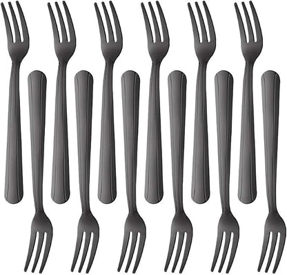 Oyster Fork Set of 12, 5.4 Inch Stainless Steel Cocktail Forks, 3 Tines Mini by KitchenDining