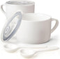 Soup Bowls with Handles & Spoons, 30oz Ceramic Ramen Bowl with Lid, Large Soup by Wareland
