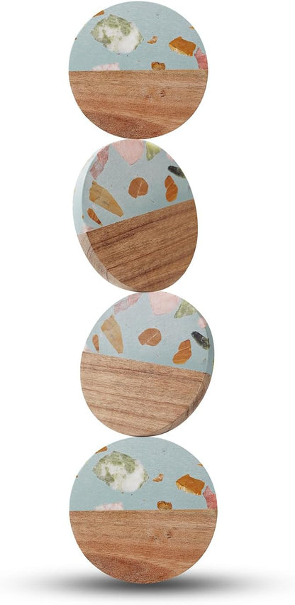 Drink Acacia Wood-Marble Coasters Set of 4, Cup Coaster by Unknown