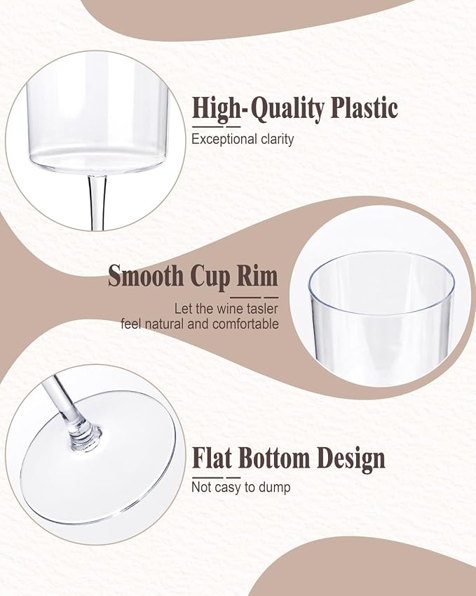 Ciaell 6 Pack Plastic Wine Glasses - 10 Oz Plastic Disposable Wine Glasses - Image 3