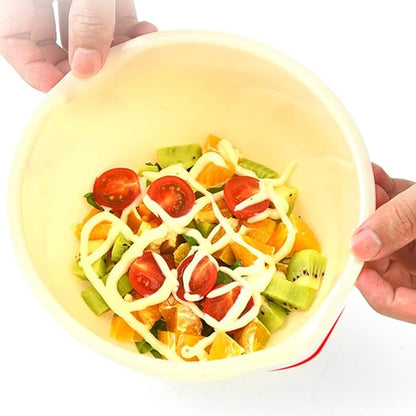 TOYANDONA Kitchen Mixing Bowls Set of 3 Plastic Reusable Salad and Food Bowls Stackable for Meal Prep and Salad Mixing Random Color