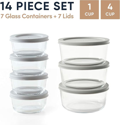 14-Piece Glass Food Storage Containers Set | 1-Cup & 4-Cup, Leakproof | - Image 2
