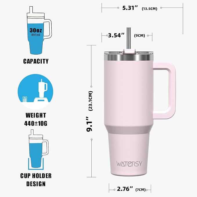30 oz Tumbler with Handle, Tumbler with Lid and Straw, Double Wall Insulated - Image 8