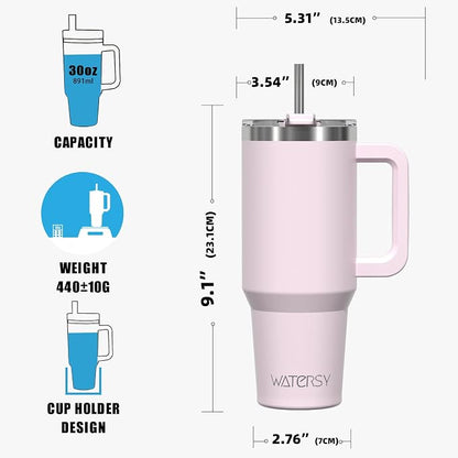 30 oz Tumbler with Handle, Tumbler with Lid and Straw, Double Wall Insulated - Image 8