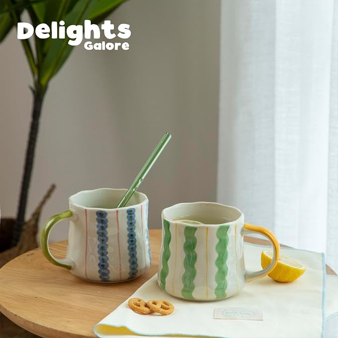 Striped Ceramic Coffee Mug Set of 4 - Image 8