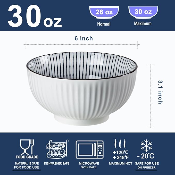 Houlu ceramic rice bowl 30 oz, Japanese bowl set, various tableware - Image 2