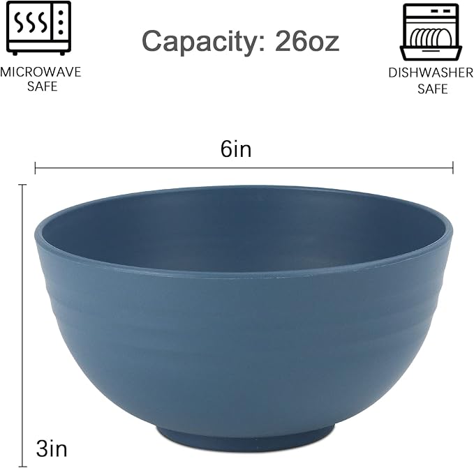 Soup Bowls, Cereal Bowl, Premium Wheat Straw Bowls Set of 8, Unbreakable - Image 4