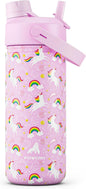 18 oz Kids Water Bottle for Girls: BPA-Free, Easy Carry, Durable Straw Spout Lid by POWCAN