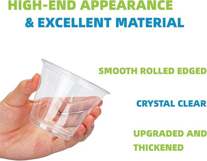 TashiBox 300 Pack 9 oz Clear Plastic Cups, Non Reusable Tumblers Crystal Clear - Image 3