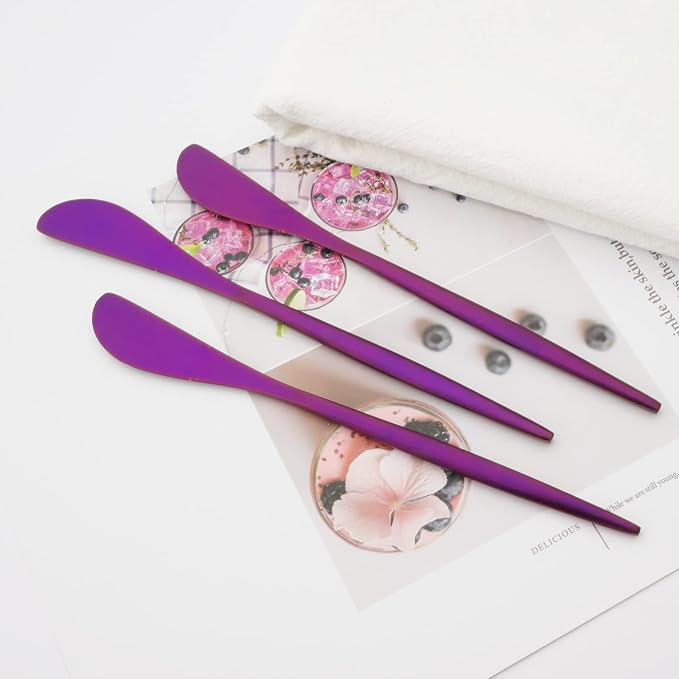 10 Pcs Purple Cheese Spreader Knife, Stainless Steel Butter Spreader, Use - Image 5