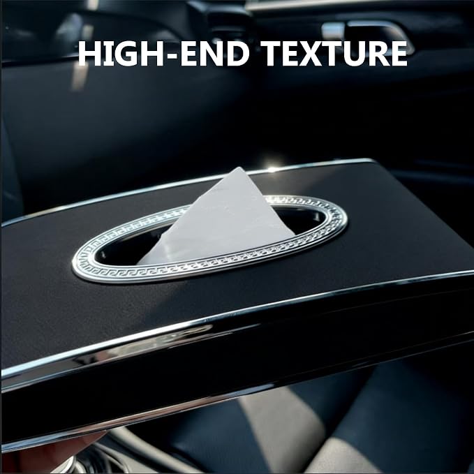 Faux Leather Car Tissue Box for Car Interior, Armrest & Back Seat Napkin - Image 8