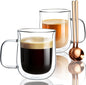 Double Walled Glass Coffee Mugs 12 OZ, Borosilicate Glass Coffee Cups Set of 2 by COMOME