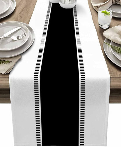 Black and White Table Runners 36 inches Long, Non Slip Stripes Modern Table by Futuregrace