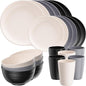 Quatish 24 Pcs Unbreakable Plates and Bowls, Plastic Dinnerware Sets by Quatish
