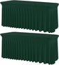 2 Pack Dark Green 6FT Rectangle Spandex Tablecloths, Stretch Fitted Table Covers for 6 Foot Tables, Wrinkle Free Table Clothes for Christmas Party Holiday Wedding Banquet Dinner Decoration