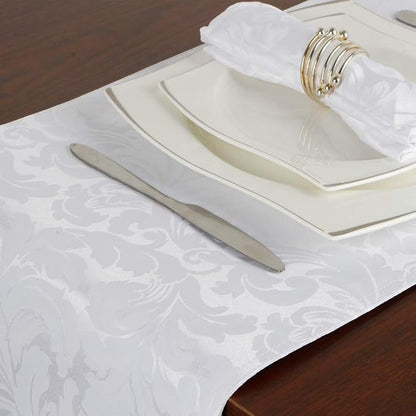 EHouseHome Jacquard Damask Reversible White Table Runners - Image 4