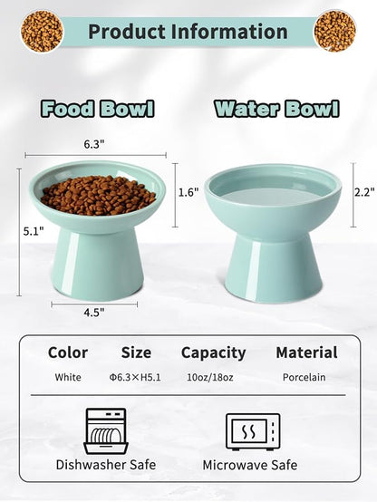 LoeJan Elevated Cat Food and Water Bowls Set, Extra Wide and Raised Ceramic - Image 2