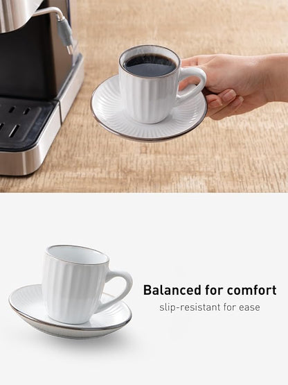 famiware 3oz Espresso Cups and Saucers, Stoneware Demitasse Cup - Image 6