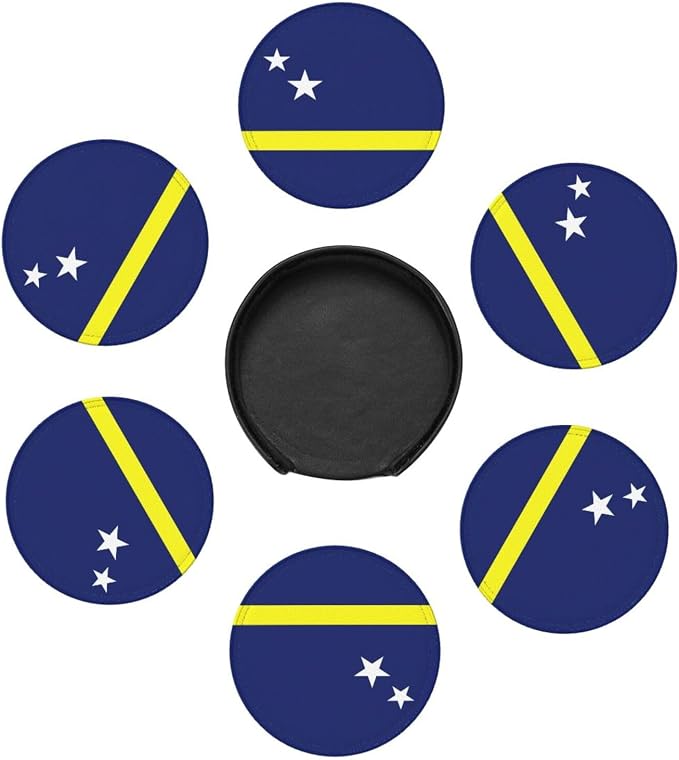 6 Pack Curacao Flag Leather Coaster - Image 3