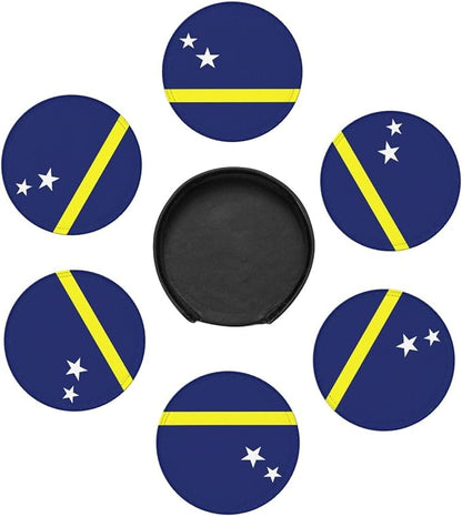 6 Pack Curacao Flag Leather Coaster - Image 3