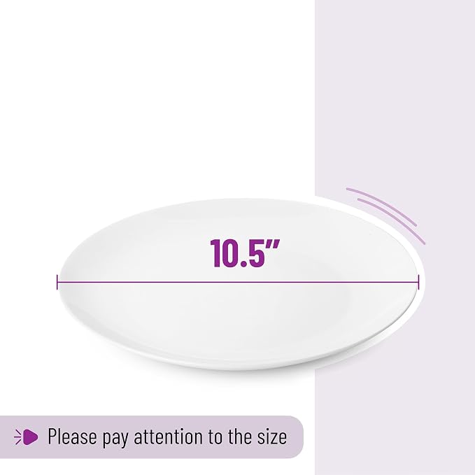 BTaT- White Porcelain Dinner Plates, 10.5 Inch, Porcelain Plates Sets - Image 5