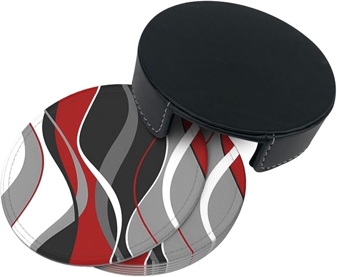 6 Pcs Red Black Gray White Modern Striped Line Abstract Geo Wave Simple - Image 5
