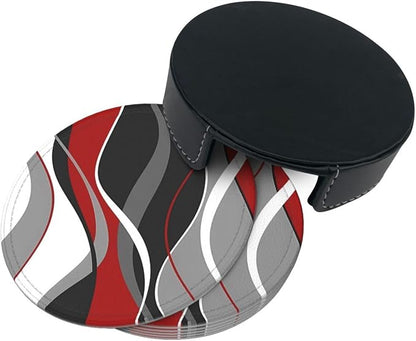6 Pcs Red Black Gray White Modern Striped Line Abstract Geo Wave Simple - Image 5