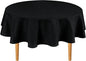 Hiasan Round Linen Tablecloth 80 Inch - Wrinkle and Stain Resistant Washable Polyester Fabric Table Cloth for Dining Room Kitchen Party, Black