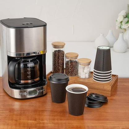 Restaurantware 8 Ounce Double Wall Disposable Coffee Cups, 500 Insulated Black - Image 6