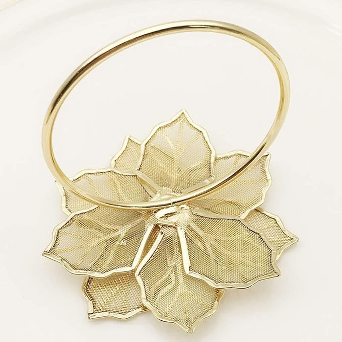 NAGU Flower Napkin Rings Set of 6, Hollow Out Floral Napkin Holder Adornment - Image 4