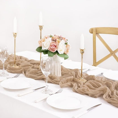 3 Pack Nude Cheesecloth Table Runner 10ft Boho Gauze Taupe Home Decor | - Image 5