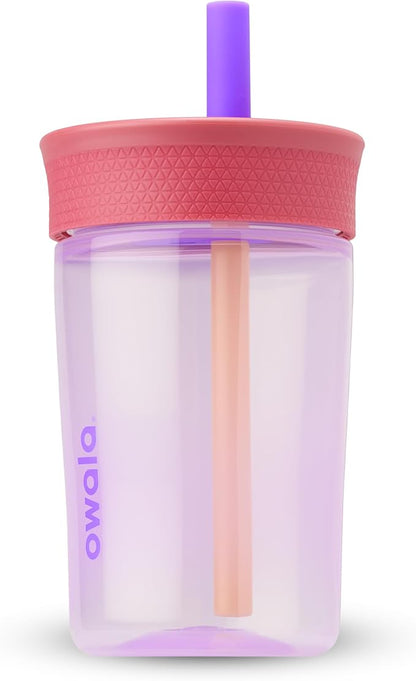 Owala Tumbler Kids Plastic Water Bottle 15 oz Lilac Rocket | Spill-Resistant by Unknown