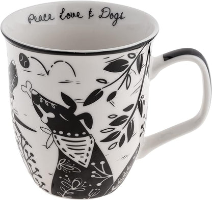 Karma Gifts 16 oz Black and White Boho Mug Dog by KarmaGifts