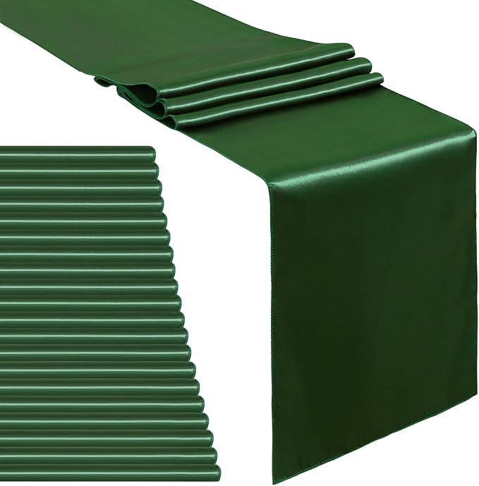 Forest Green Table Runners 20 Pack 12x108 inch Silk Satin Smooth Fabric | Satin by B-COOL