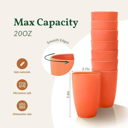 Homienly Plastic Cups Reusable Wheat Straw Cups 8 PCS a Good Alternative - Image 4
