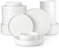 MALACASA 24 Pieces Porcelain Dinnerware Set, Modern White Dish Set by MALACASA