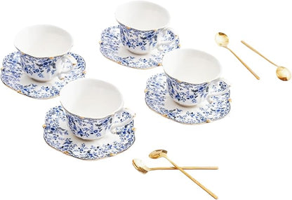 Vintage Floral Porcelain Tea Cup and Saucer Set by Unknown