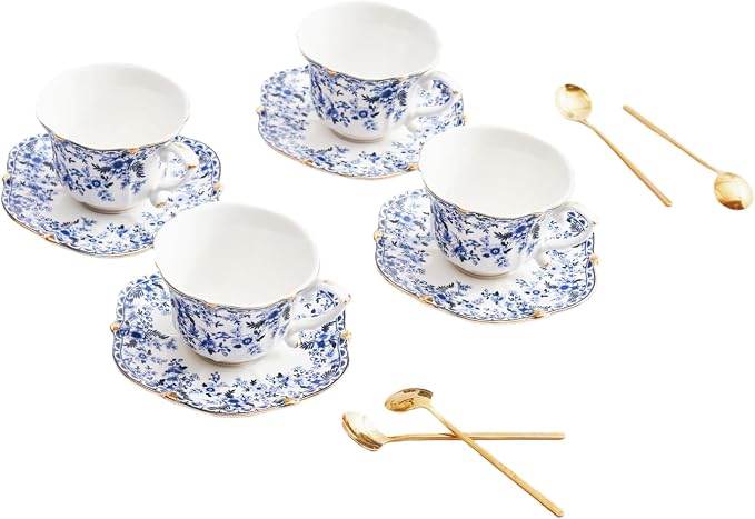 Vintage Floral Tea Cup and Saucer Set by Unknown