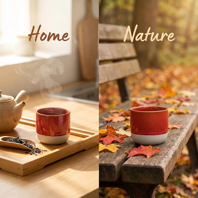Ceramic Tea Cups 7oz Japanese Style Ceramic Tea Set 4 color Tea Cup Herbal Tea - Image 5