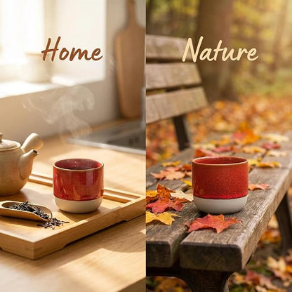 Ceramic Tea Cups 7oz Japanese Style Ceramic Tea Set 4 color Tea Cup Herbal Tea - Image 5