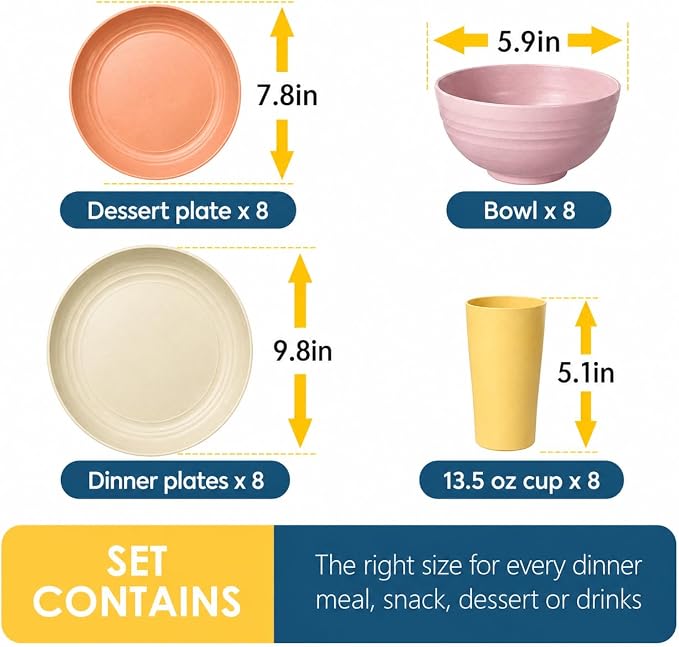 Teivio 32-Piece Plates and Bowls Sets - Image 2