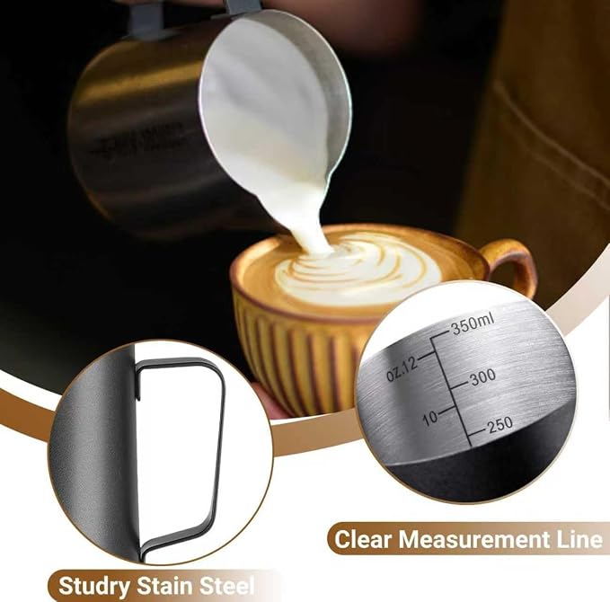 Milk Frothing Pitcher, 350ml/600ml Milk Frother Cup Stainless Steel Jug - Image 3