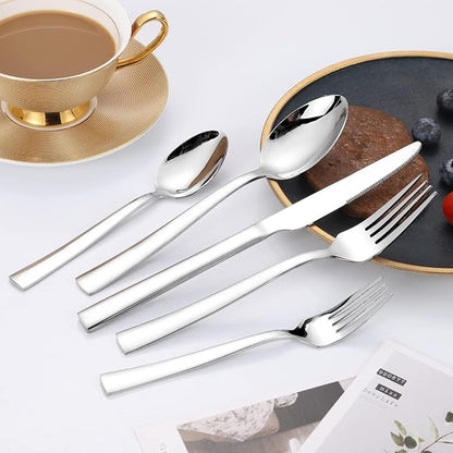 Silverware Set for 4, 20-Piece Stainless Steel Flatware Cutlery Set, Square - Image 8